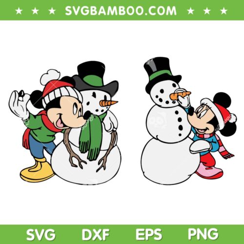 Mickey Minnie Mouse And Snowman SVG, Disney Mouse Snowman Christmas SVG, Disney Christmas Snowman SVG DXF EPS PNG