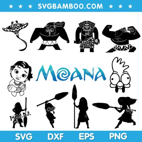 Moana Black And White SVG Bundle, Princess Moana SVG Bundle, Disney SVG Bundle DXF EPS PNG