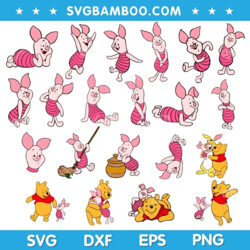 Piglet And Pooh SVG Bundle, Baby Winnie The Pooh SVG Bundle, Disney Piglet SVG Bundle DXF EPS PNG