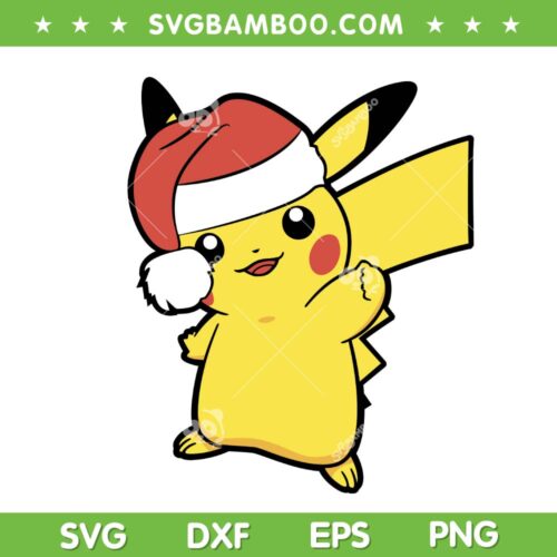 Pokemon Christmas SVG, Pikachu Santa Hat SVG, Cute Pikachu Chirstmas SVG, Pokemon Pikachu SVG DXF EPS PNG