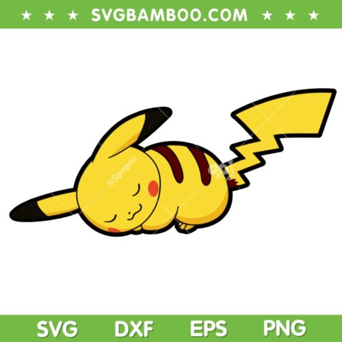 Pokemon Pikachu Sleep SVG, Cute Pokemon Pikachu Sleep SVG, Sleeping Pokemon Pikachu SVG DXF EPS PNG