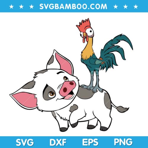 Pua And Hei Hei SVG, Pig Pua Moana SVG, Disney Pua And Hei Hei SVG DXF EPS PNG