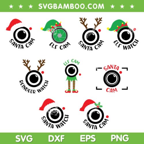 Reindeer Cam SVG Bundle, Santa Cam Christmas SVG Bundle, Funny Elf Cam SVG DXF EPS PNG
