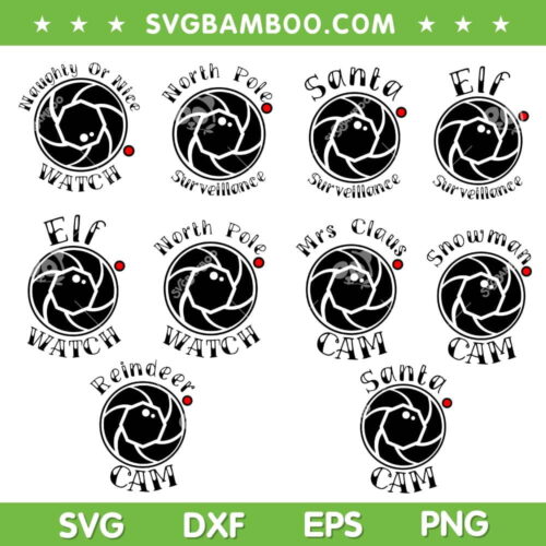 Santa Christmas Camera SVG Bundle, Santa Camera Eye SVG Bundle, Chirstmas Santa Cam Eye SVG DXF EPS PNG