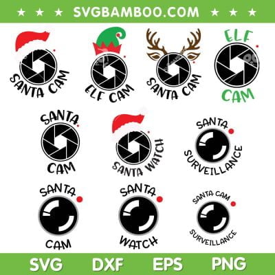 Santa Elf Reindeer Cam SVG Bundle, Cute Santa Cam SVG Bundle, Elf Reindeer Cam SVG DXF EPS PNG