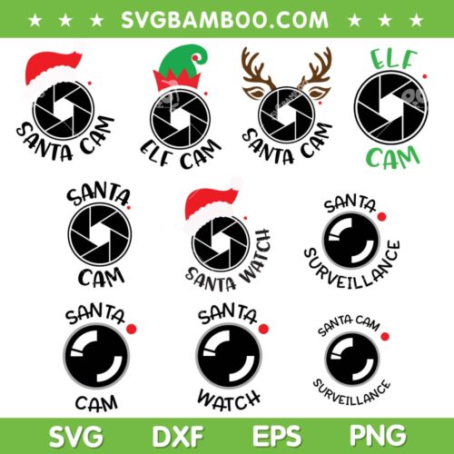 Santa Elf Reindeer Cam SVG Bundle, Cute Santa Cam SVG Bundle, Elf Reindeer Cam SVG DXF EPS PNG