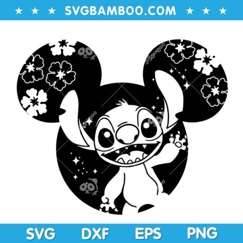 Stitch Disney Ears SVG, Disney Mickey Ears Stitch SVG, Disney Character Stitch SVG, Stitch Mickey Ears SVG DXF EPS PNG