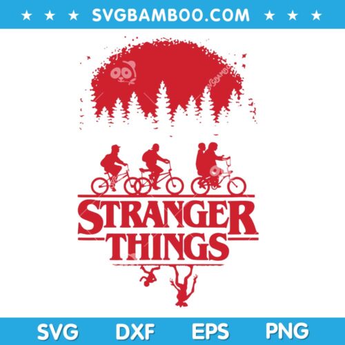 Stranger Things Group Shot SVG, Stranger Things Bike Ride Upside Down SVG, The Upside Down SVG DXF EPS PNG