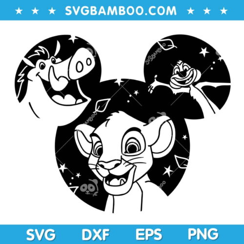 Disney Mickey Ears The Lion King SVG, Timon Pumbaa Simba Disney Ears, Disneyland Ears Lion King SVG DXF EPS PNG