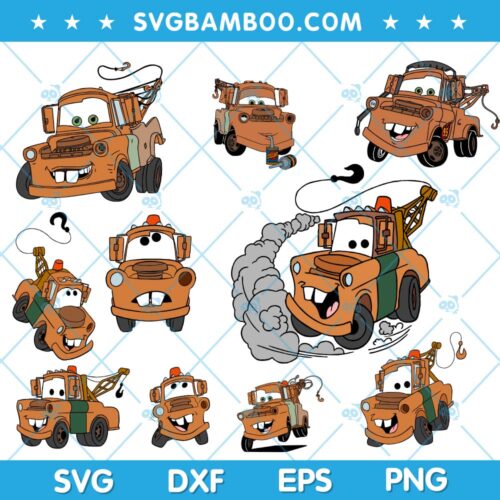 Tow Mater SVG Bundle, Cars Tow Mater SVG Bundle, Disney Tow Mater SVG Bundle, Pixar Tow Mater SVG  DXF EPS PNG