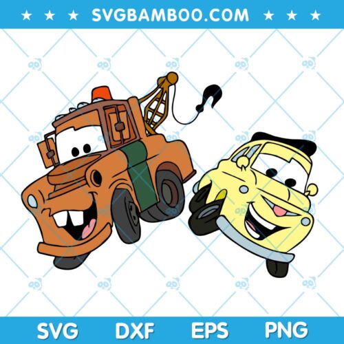 Tow Mater and Luigi Car SVG, Pixar Tow Mater and Luigi Car SVG, Disney Cars Character SVG DXF EPS PNG