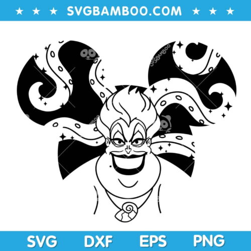 Ursula Disney Mickey Ears SVG, The Little Mermaid Disneyland Villain SVG, Disneyland Ears The Little Mermaid SVG DXF EPS PNG