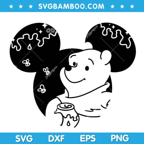 Winnie Pooh Disney Mickey Ears SVG, Disneyland Ears Pooh SVG, Disneyland Character Winnie Ears SVG DXF EPS PNG