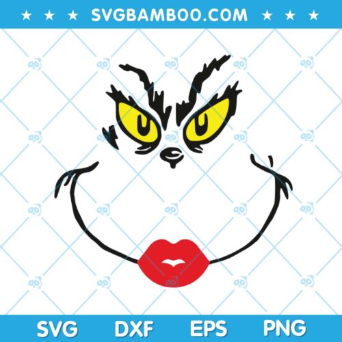 Women Grinch Face SVG, Female Grinch SVG, Chirstmas Female Grinch Face SVG, Funny Grinch Women SVG DXF EPS PNG