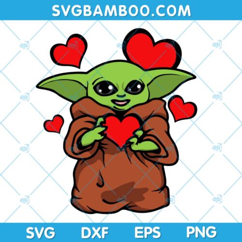 Yoda Hearts Love SVG, Star Wars Yoda Red Heart SVG, Disney Yoda Love SVG, Yoda Heart SVG DXF EPS PNG