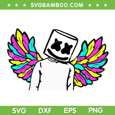 DJ Marshmello Color Wing SVG, Marshmello with Wings SVG, The Marshmello Man and Wings SVG DXF EPS PNG DJ Marshmello Color Wing SVG, Marshmello with Wings SVG, The Marshmello Man and Wings SVG DXF EPS PNG