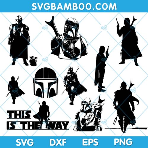 Star Wars Mandalorian SVG Bundle, Mandalorian Black and White SVG Bundle, Disney Star Wars SVG Bundle, Star Wars SVG DXF EPS PNG