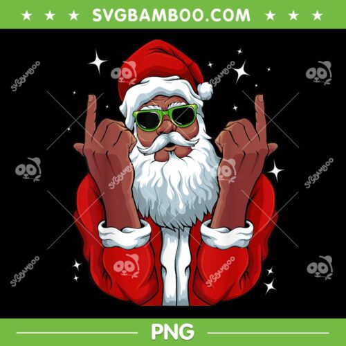 African American Santa Rock PNG, Christmas Pajama Cool Black Xmas PNG, Santa Christmas PNG