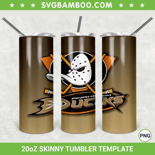 Anaheim Ducks 20oz Skinny Tumbler Template PNG, NHL Anaheim Ducks Tumbler Wrap PNG, NHL Logo Tumbler Sublimation Design PNG Download