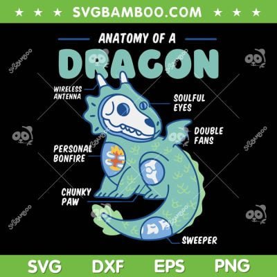 Anatomy Of A Dragon SVG, Funny Dragon SVG, Anatomy Dragon SVG, Cute Dragon SVG DXF EPS PNG