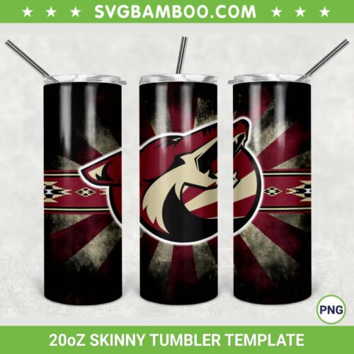 Arizona Coyotes 20oz Skinny Tumbler Template PNG, NHL Arizona Coyotes Tumbler Wrap PNG, Coyotes Football Tumbler Sublimation Design PNG Download