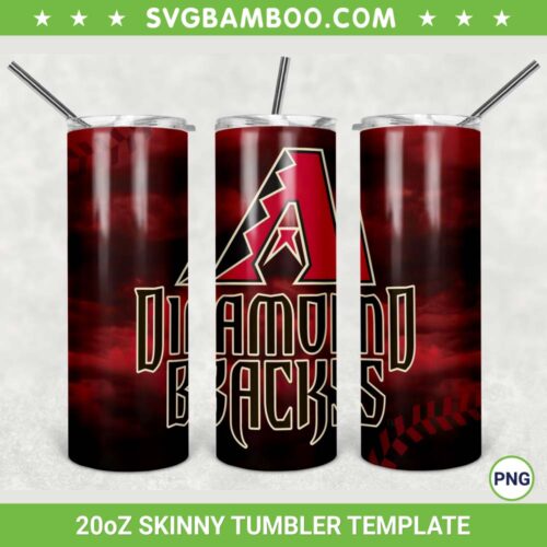 Arizona Diamondbacks 20oz Skinny Tumbler Template PNG, MLB Arizona Diamondbacks Tumbler Wrap PNG, Baseball Sport Tumbler Sublimation Design PNG Download