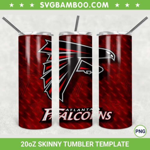 Atlanta Falcons 20oz Skinny Tumbler Template PNG, Atlanta Falcons Logo Tumbler Wrap PNG, Sports Logo Tumbler Sublimation Design PNG Download