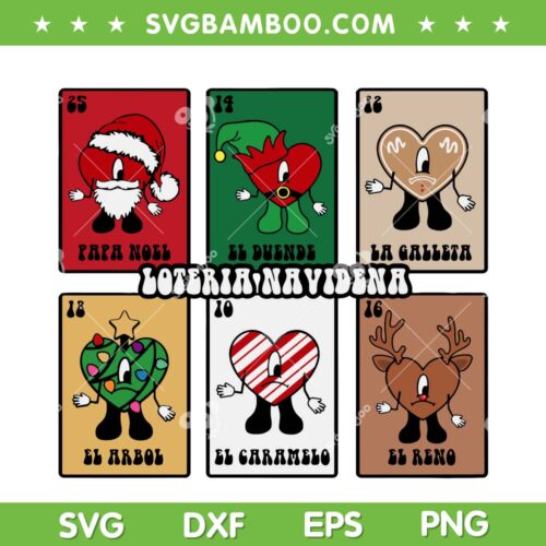 Bad Bunny Loteria Navidena SVG, Loteria Navidena Christmas SVG, Bad Bunny Christmas SVG DXF EPS PNG
