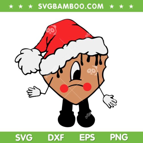 Bad Bunny Sad Heart Santa Hat SVG, Christmas Bad Bunny SVG, Santa Hat And Sad Bunny SVG DXF EPS PNG