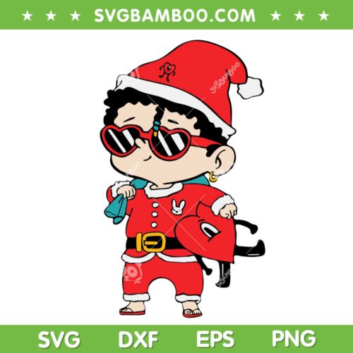 Bad Bunny Santa SVG, Baby Benito Santa Christmas SVG, Cool Baby Benito Bad Bunny SVG DXF EPS PNG