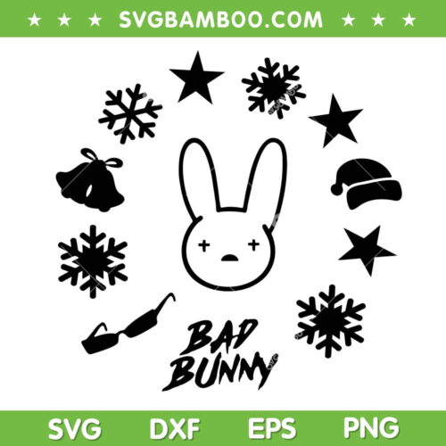 Bad Bunny Xmas SVG, White Bad Bunny Christmas SVG, Vintage Bad Bunny Christmas SVG DXF EPS PNG