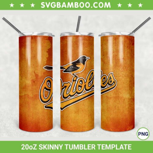 Baltimore Orioles 20oz Skinny Tumbler Template PNG, Baltimore Orioles Logo Tumbler Wrap PNG, Baseball Sports Tumbler Sublimation Design PNG Download