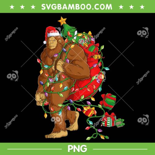 Bigfoot Sasquatch Santa Hat PNG, Bigfoot Christmas Tree PNG, Bigfoot Carrying Chritsmas PNG