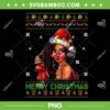 Black African Christmas Santa Hat PNG, Girl American Melanin Xmas PNG, Merry Christmas Latin Santa Girl PNG