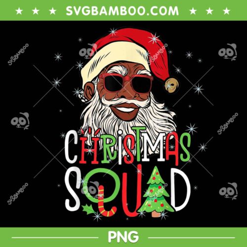 Black Santa Christmas Squad PNG, Santa Afro African American Pajamas PNG, Christmas Squad African Santa PNG