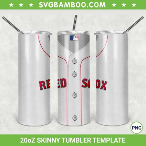 Boston Red Sox 20oz Skinny Tumbler Template PNG, Red Sox Logo Tumbler Wrap PNG, MLB Baseball Tumbler Sublimation Design PNG Download