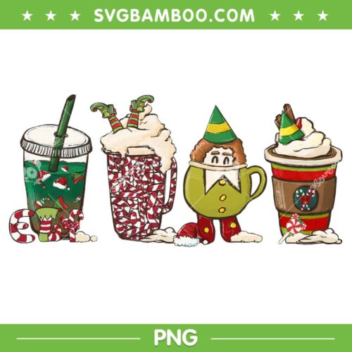 Buddy Elf Coffee Latte PNG, Elf Christmas Mug PNG, Christmas Movie Elf Coffee PNG