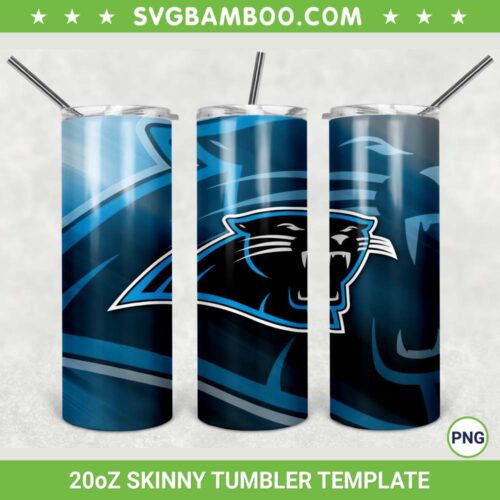 Carolina Panthers 20oz Skinny Tumbler Template PNG, NFL Carolina Panthers Tumbler Wrap PNG, Sports Tumbler Sublimation Design PNG Download