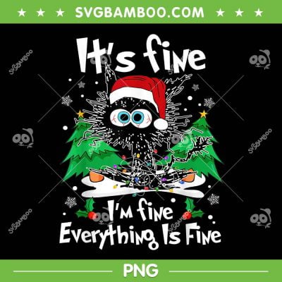 Cat Christmas Its Fine Im Fine PNG, Everything Is Fine Cat Christmas PNG, Black Cat Santa Hat PNG Cat Christmas Its Fine Im Fine PNG, Everything Is Fine Cat Christmas PNG, Black Cat Santa Hat PNG