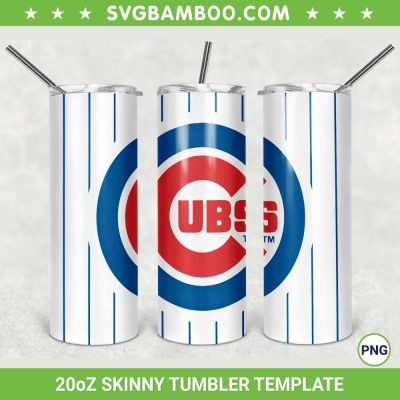 Chicago Cubs 20oz Skinny Tumbler Template PNG, Chicago Cubs Baseball Tumbler Wrap PNG, Sports Tumbler Sublimation Design PNG Download