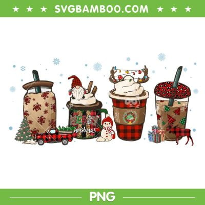 Christmas Coffee Drink Buffalo Plaid PNG, Coffee Leopard Xmas PNG, Coffee Latte Christmas PNG