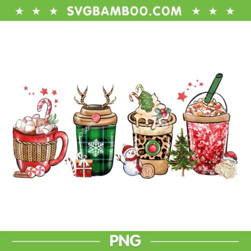 Christmas Coffee Iced Latte PNG, Cozy Winter Holiday Xmas PNG, Christmas Drinks Candy Cane PNG