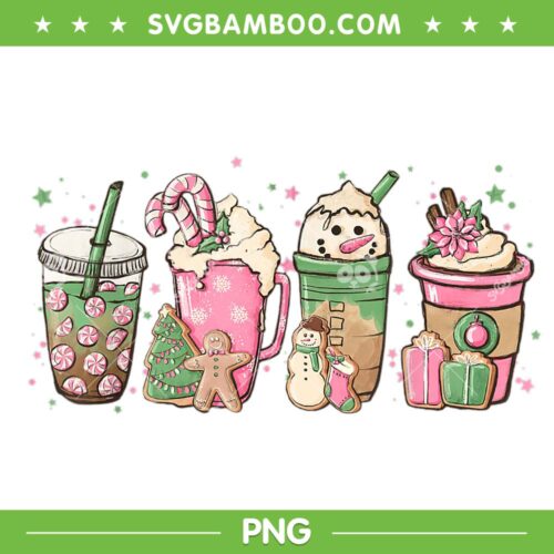 Christmas Coffee Cream PNG, Women Pink Christmas Spice Latte Cozy PNG, Drinks For Christmas Bubble Tea PNG