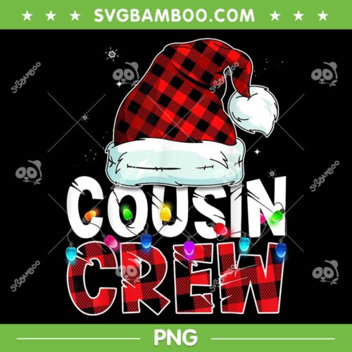 Christmas Cousin Crew Buffalo Plaid PNG, Pajamas Family Xmas Red Plaid PNG, Christmas Cousin Writing PNG