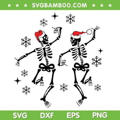 Christmas Dancing Skeleton SVG, Santa Skeleton Dancing SVG, Christmas Skeleton Santa Hat SVG DXF EPS PNG