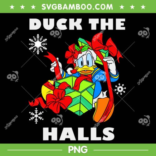Christmas Donald Duck The Halls PNG, Disney Mickey And Friends Christmas 2022 PNG, Xmas Donail Duck Opening Gift PNG