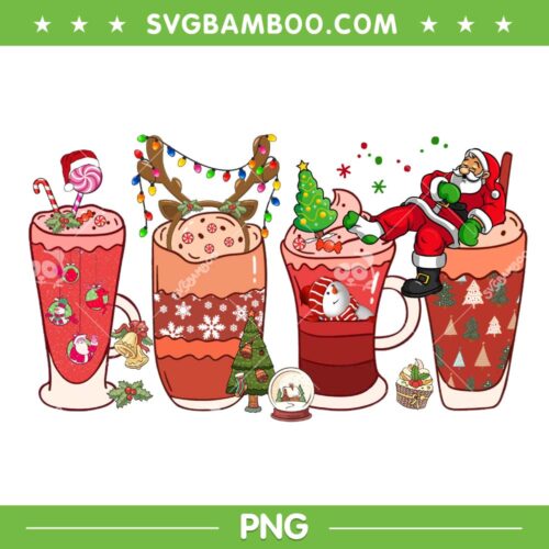 Christmas Latte Drink PNG, Latte Santa Xmas PNG, Christmas Coffee Latte PNG, Christmas Coffee Drink PNG