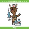 Christmas Nurse Reindeer PNG, Xmas Nursing Scrub Top PNG, Xmas Reindeer Needle Being Nurse PNG