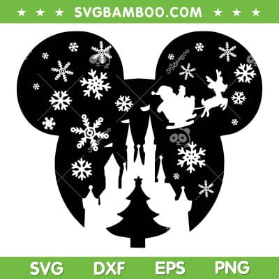 Christmas Park Mickey Snowflake SVG, Mickey Ears Snowflake SVG, Mickey Ears Christmas Tree SVG DXF EPS PNG
