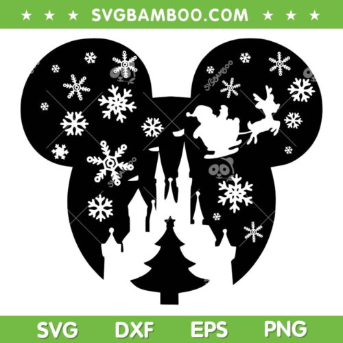 Christmas Park Mickey Snowflake SVG, Mickey Ears Snowflake SVG, Mickey Ears Christmas Tree SVG DXF EPS PNG
